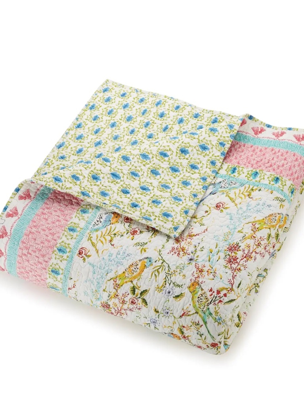 NWT Sonnet 3-Piece Quilt Set By Dena Home Sunny Garden Bird - Picture 3 of 7